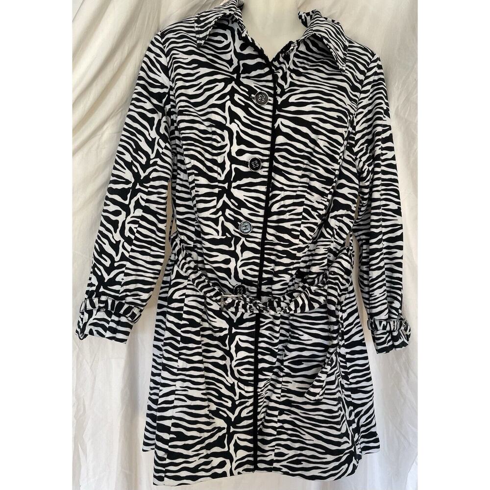 Lane Bryant Trench Coat Women’s 14/16W Plus Lightweight Zebra Print Pattern Work